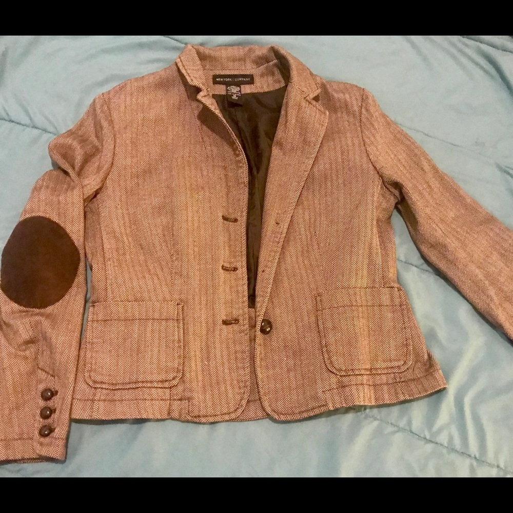 Used brown tweed jacket with elbow patches