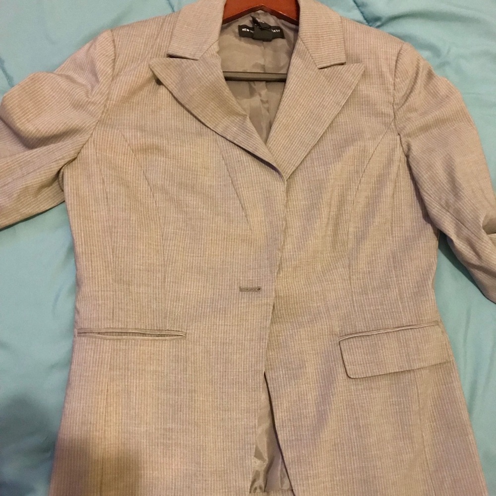 Light gray pinstripe skirt and jacket