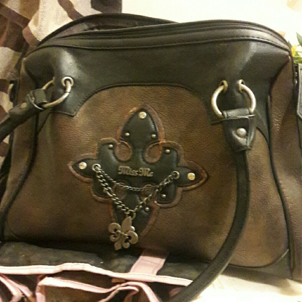 MissMe brand brown and black handbag