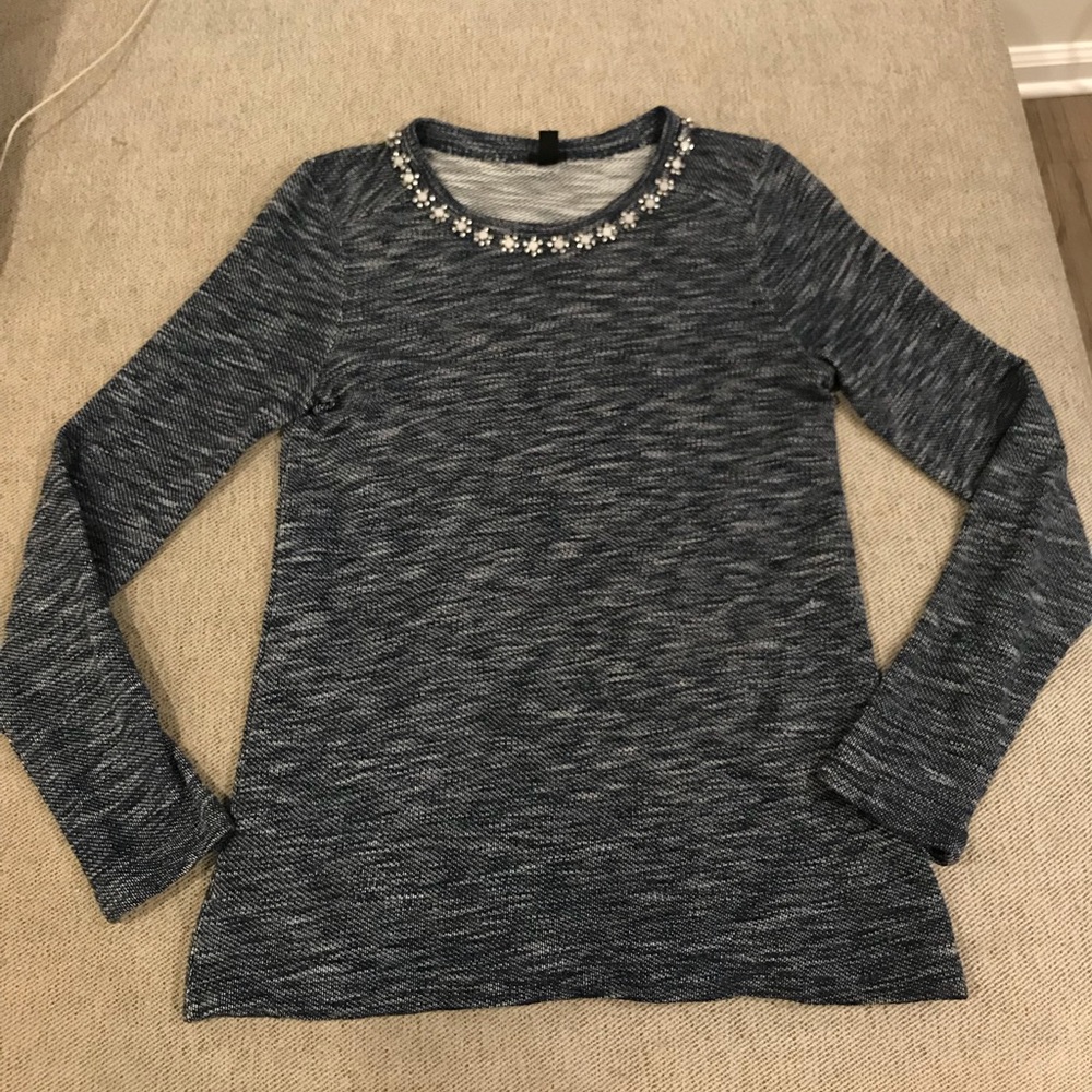 Navy J Crew shirt with jewel-neck
