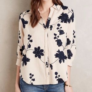 Anthropologie Embroidered Floral Shirt