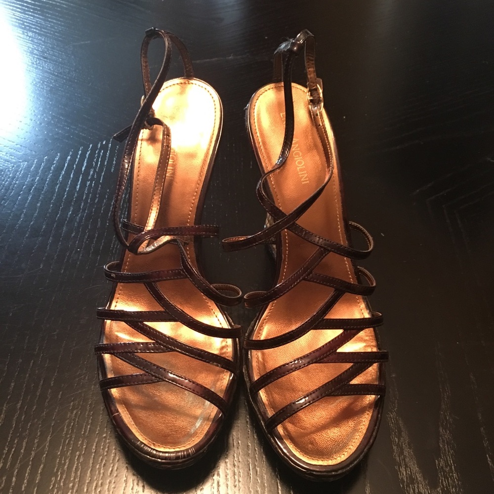 Enzo Angiolini Dark Brown Strappy Wedge