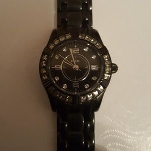 Relic womens black w rhinestone watch