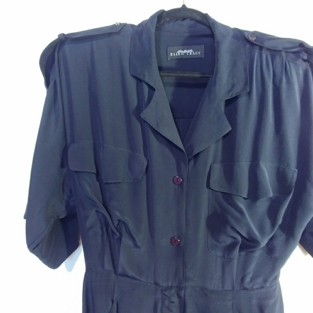 Linda Allard for Ellen Tracy Sz12 Blue Silk Dress