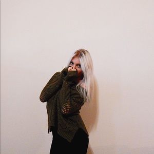 Forever 21 Laid Back Open Knit Olive Sweater