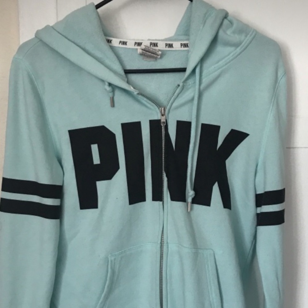 ‼️SOLD‼️Vs PINK Teal Zip up Sweater