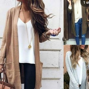 Knit, tan cardigan