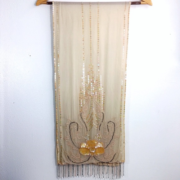 Accessories - 💛 Vintage Beads & Sequins Scarf