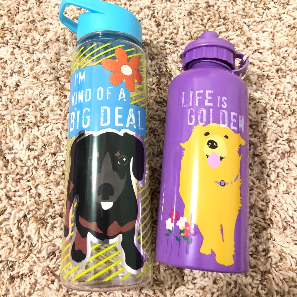 New Lot of two water bottles with Dog Logo