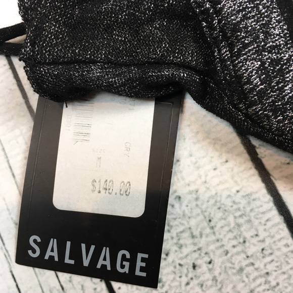 NWT🌹 Salvage Metallic Black Silver Stiletto Dress - Picture 3 of 5