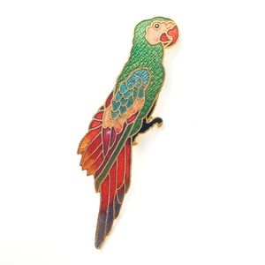 Vintage Cloisonné Parrot Pin