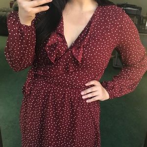 Red Speckled Wrap Dress