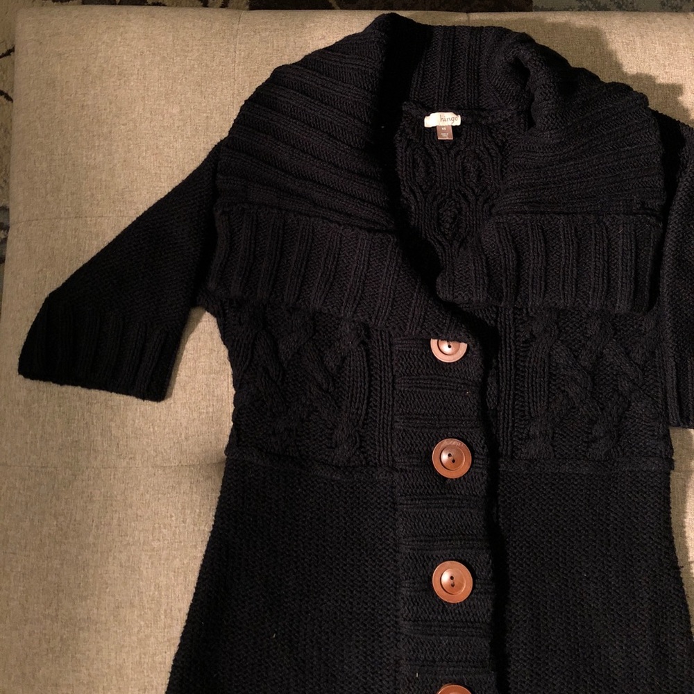 Hinge long button front sweater