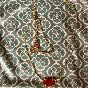 Kendra Scott Elisa Gold Necklace Ruby Red