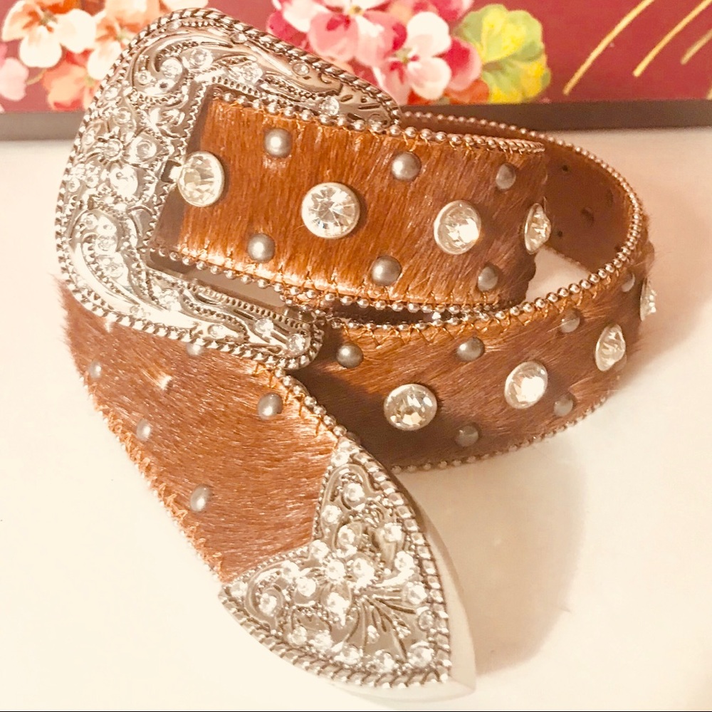 Brown rhinestone belt