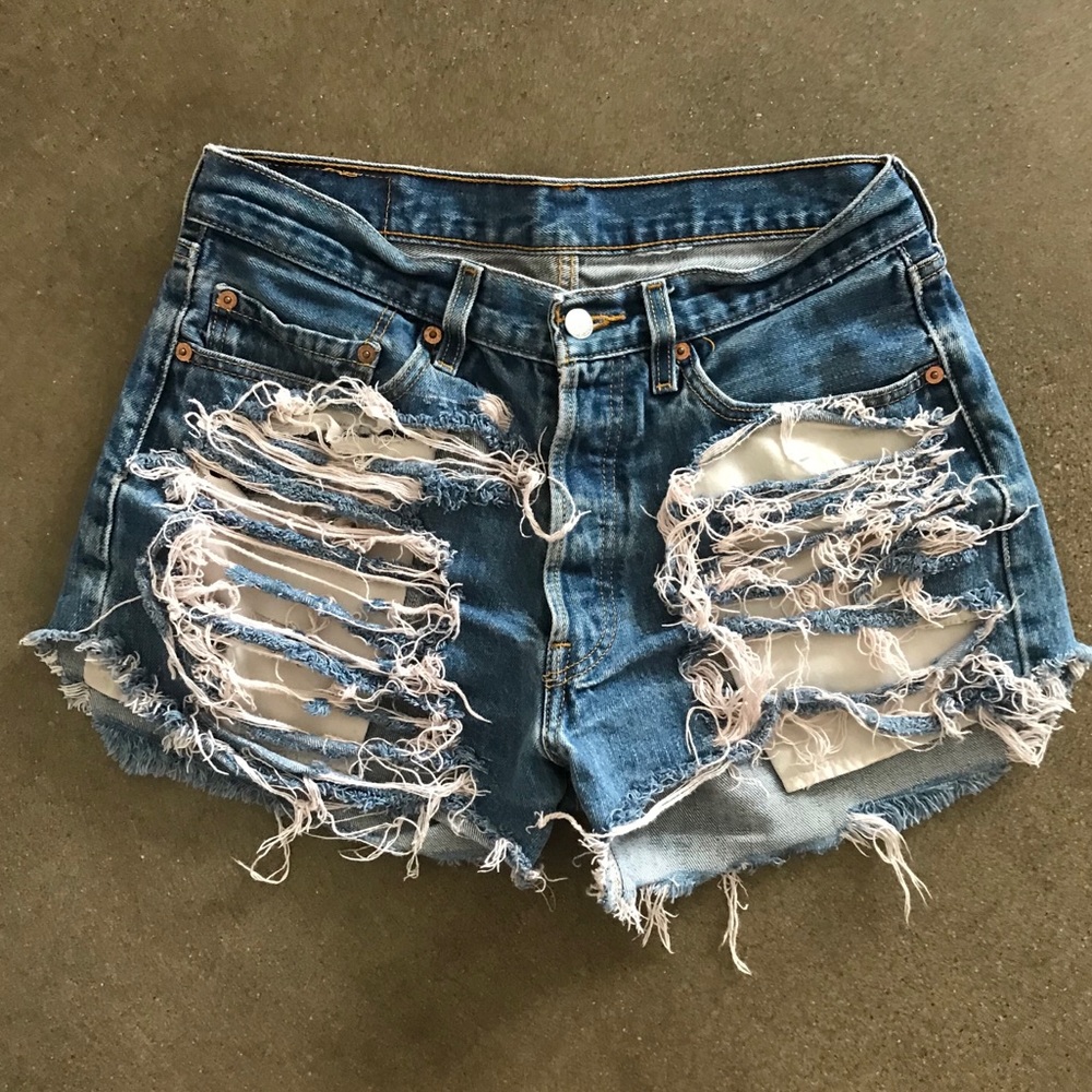 High Waisted Torn Jean Shorts