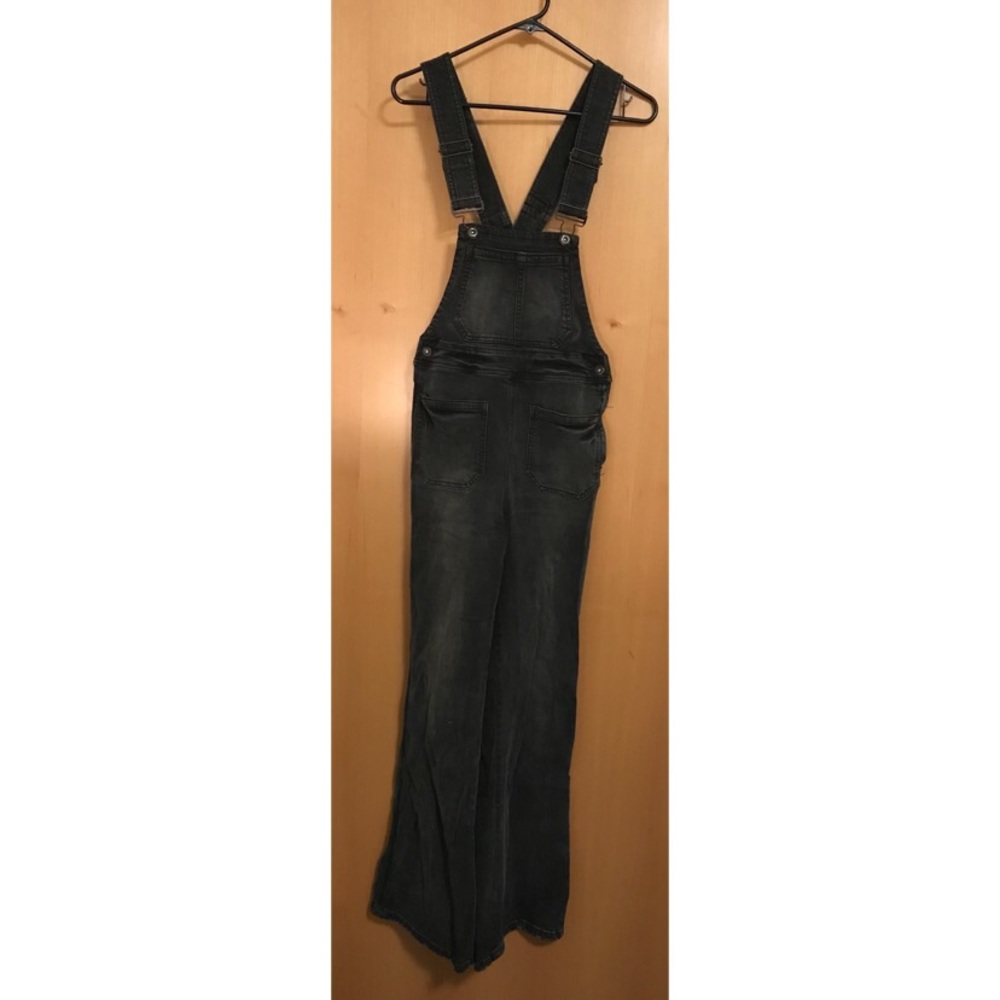 Black Wash Free People Bootcut Overalls