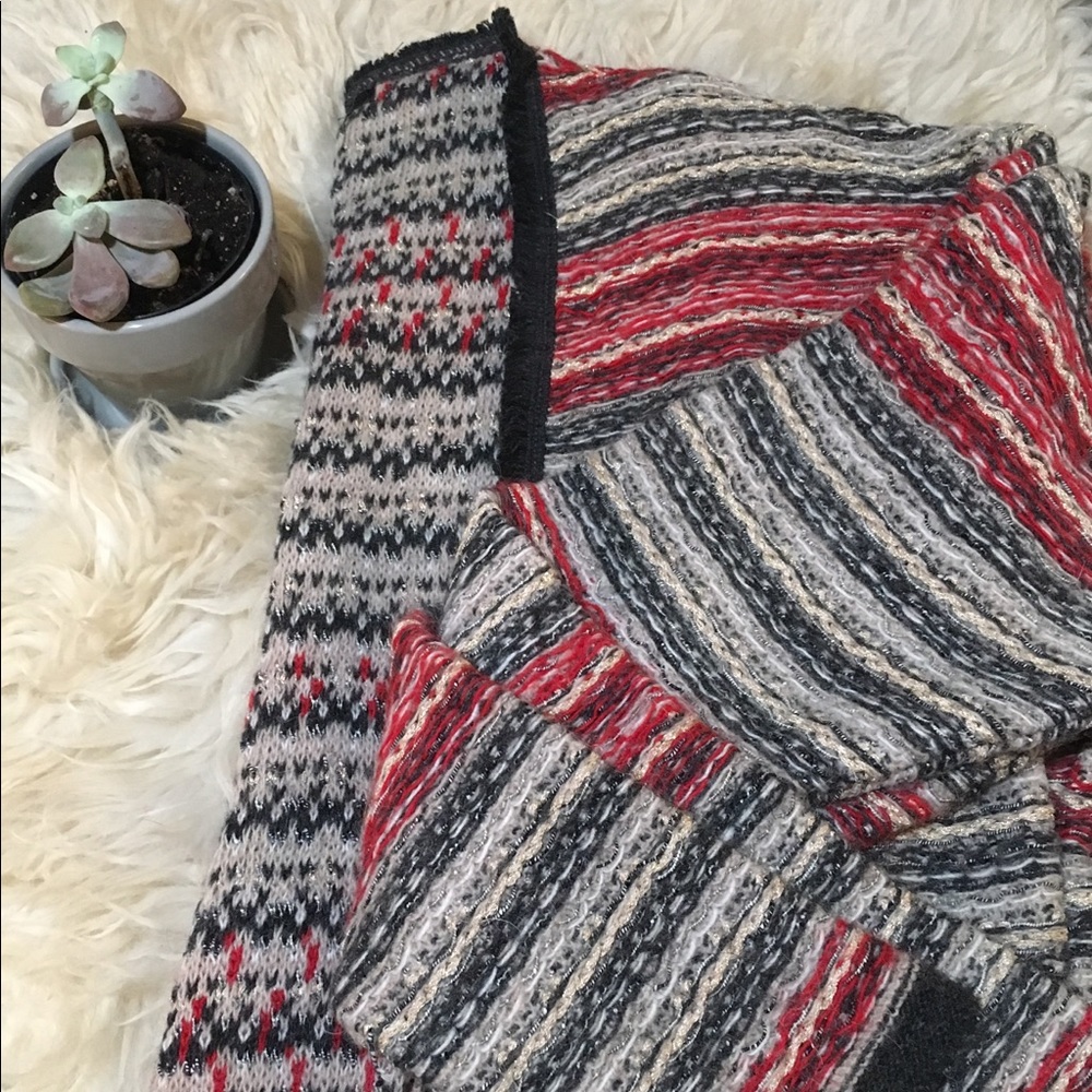 Fuzzy Striped Knit Cardigan