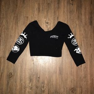 Stussy Black Graphic Crop Top