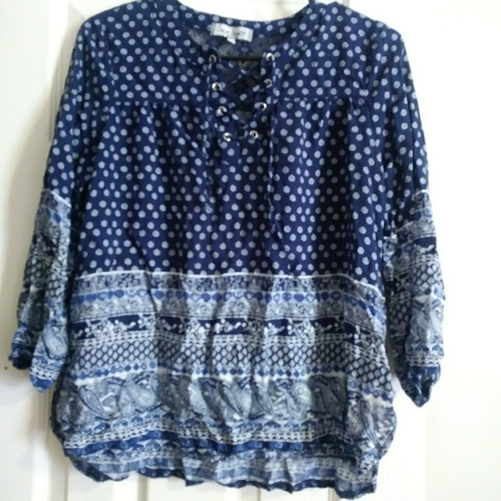 Cute blue lace up top