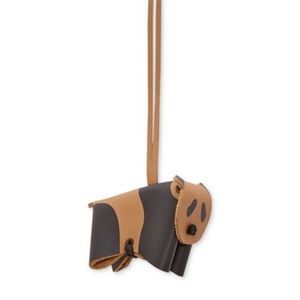 Fossil Panda Bag Charm in Black and Tan Leather