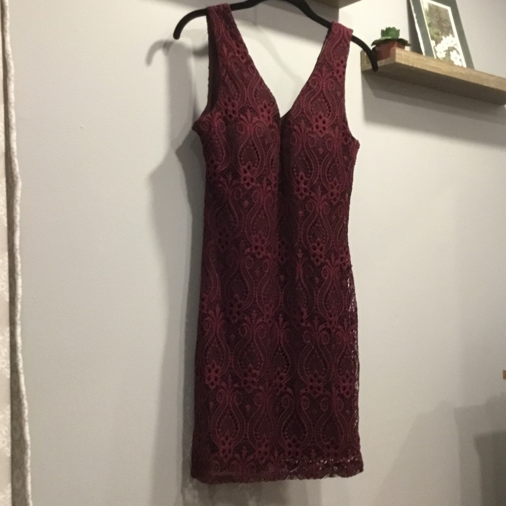 Maroon Lace Dress