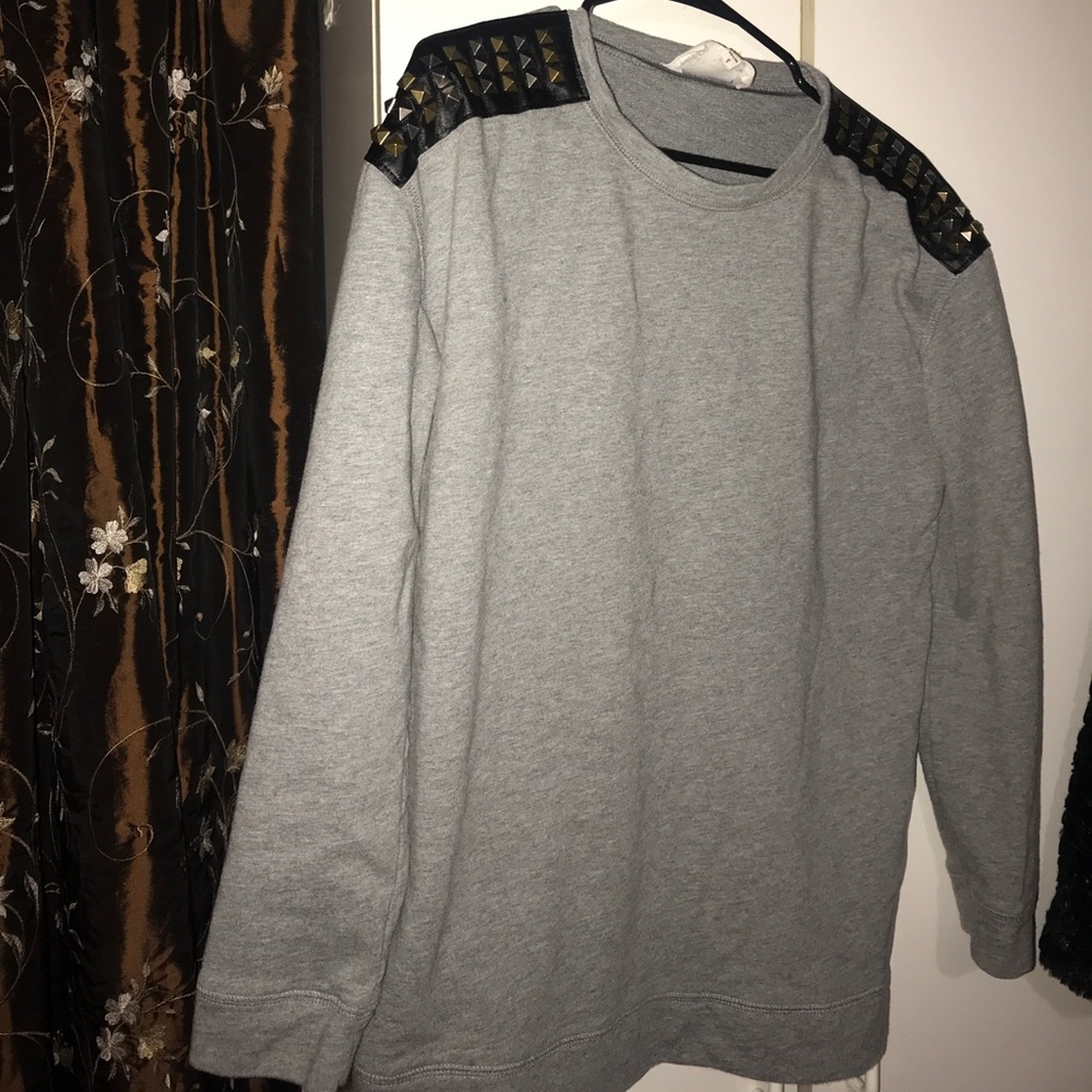 Studded embellishment, grey sweater