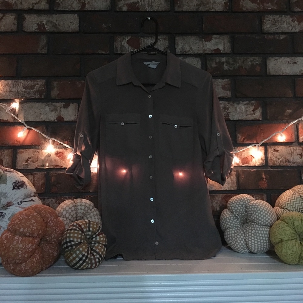 Beige button up blouse