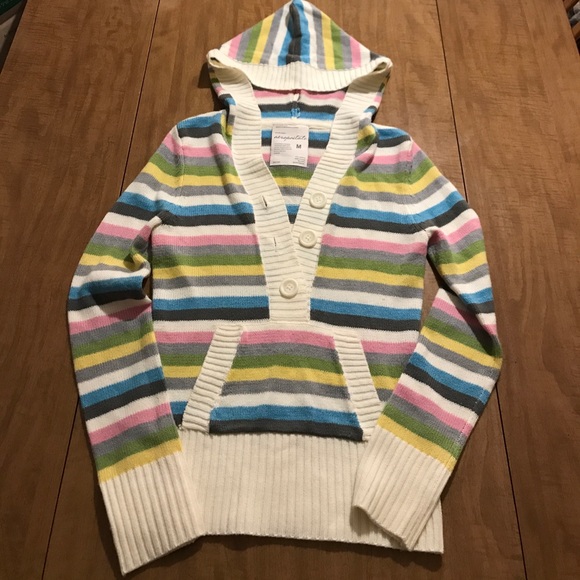 Aeropostale Sweaters - Multi color stripe hooded long sleeve sweater