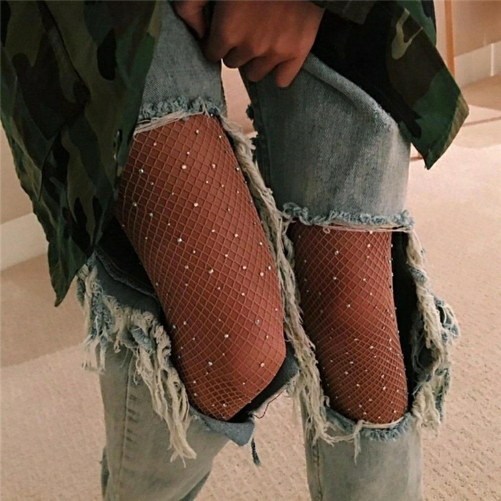 Crystal Sparkle Fishnet Stockings - Picture 2 of 6
