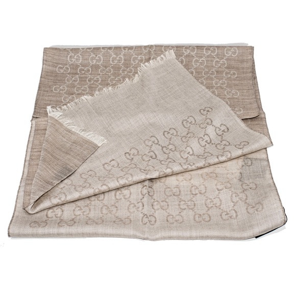 NEW GUCCI GG LOGO WOOL & SILK SCARF - Picture 2 of 4