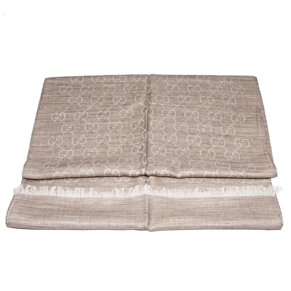 NEW GUCCI GG LOGO WOOL & SILK SCARF - Picture 3 of 4