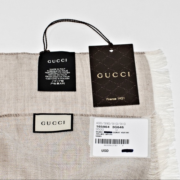 NEW GUCCI GG LOGO WOOL & SILK SCARF - Picture 4 of 4