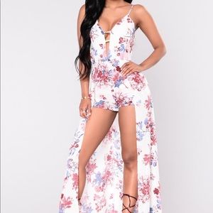 Blushing for you fashion nova maxi romper