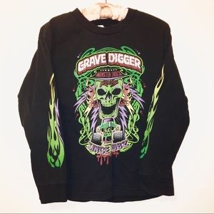 Vintage 90s Grave Digger Monster Truck Flame Shirt