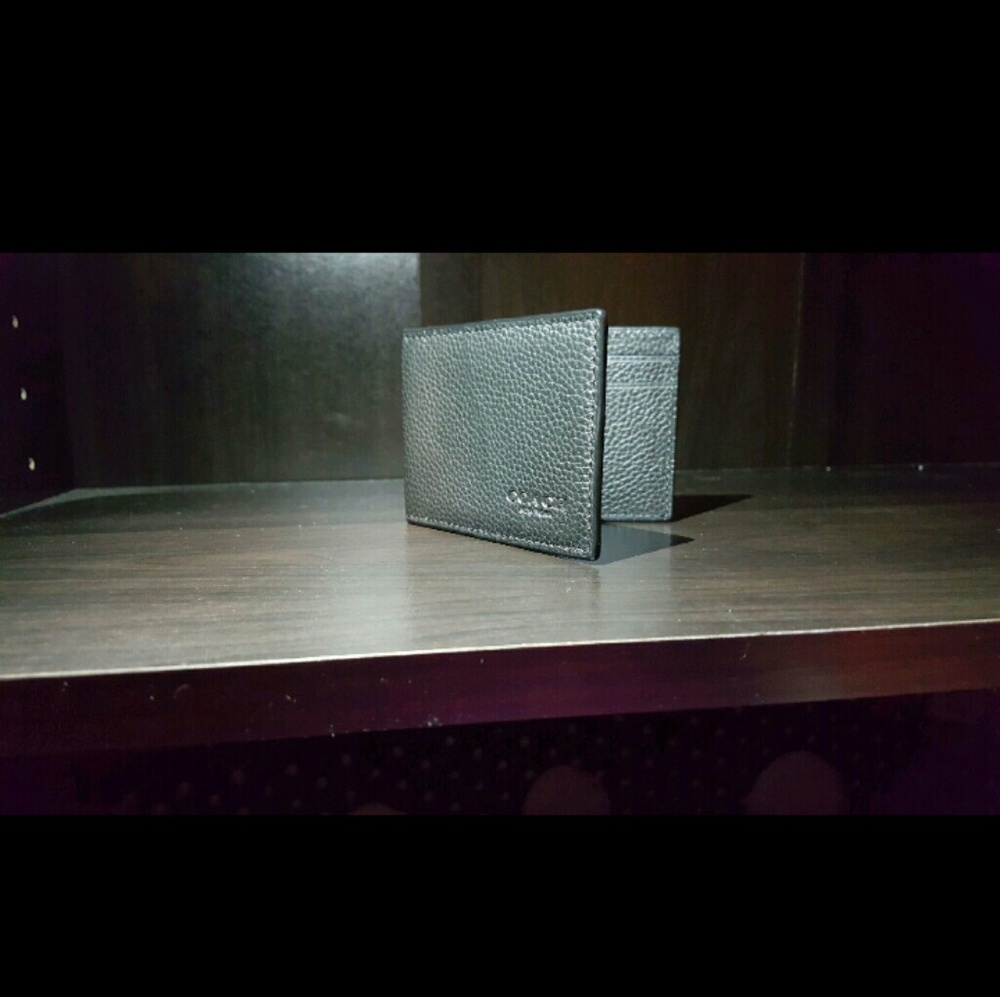 Black Coach Compact ID Wallet