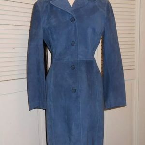 Vintage Stone Ridge by Aldo blue suede duster, Med