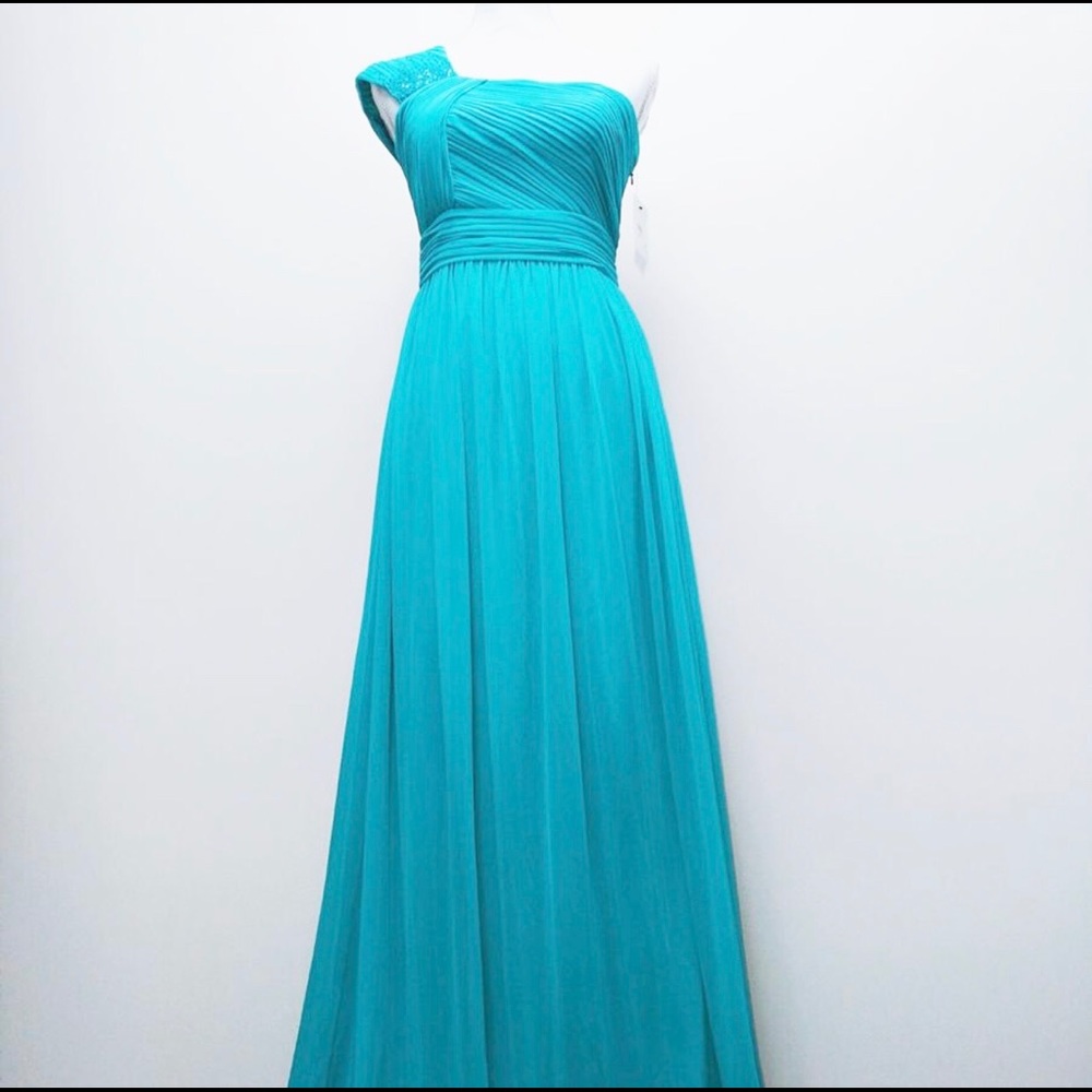 Mikael Aghal Tiffany blue evening gown $1100