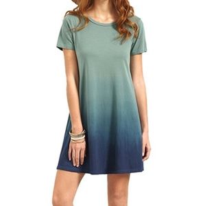 Blue Green Ombre T-Shirt Dress- New-Never Worn