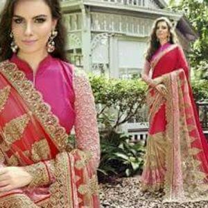 Georget designer pink saree