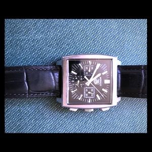 Tag Heuer Monaco Automatic Black Strap Mens Watch