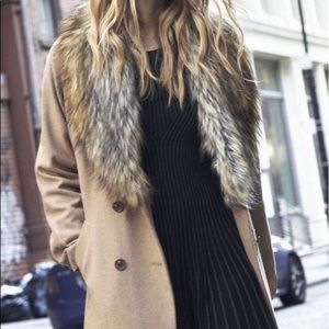 Express Extreme Fur Collar Long Belted Camel Coat