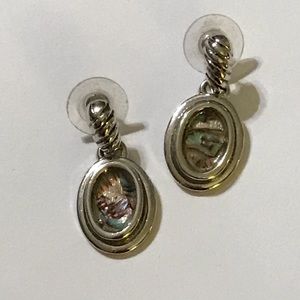 Silver tone and Abalone earrings