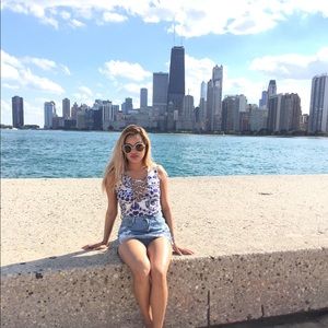 Distressed denim Jean skirt skort high waisted