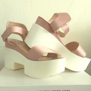 Steve Madden pink satin platform sandals