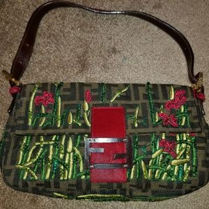 Floral monogram Fendi baguette