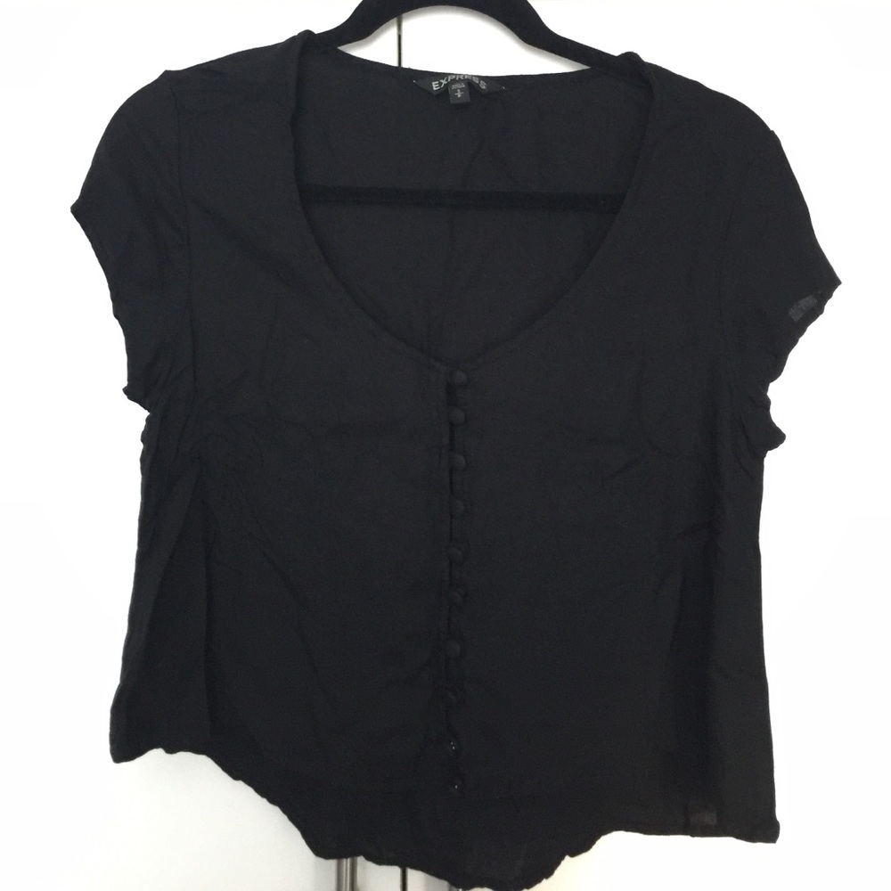 Flouncy Crop Top From Express With Button Detail - image 1