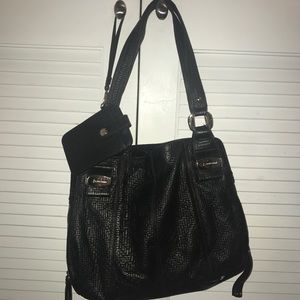 Bruce Makowsky Black leather purse and wristlet