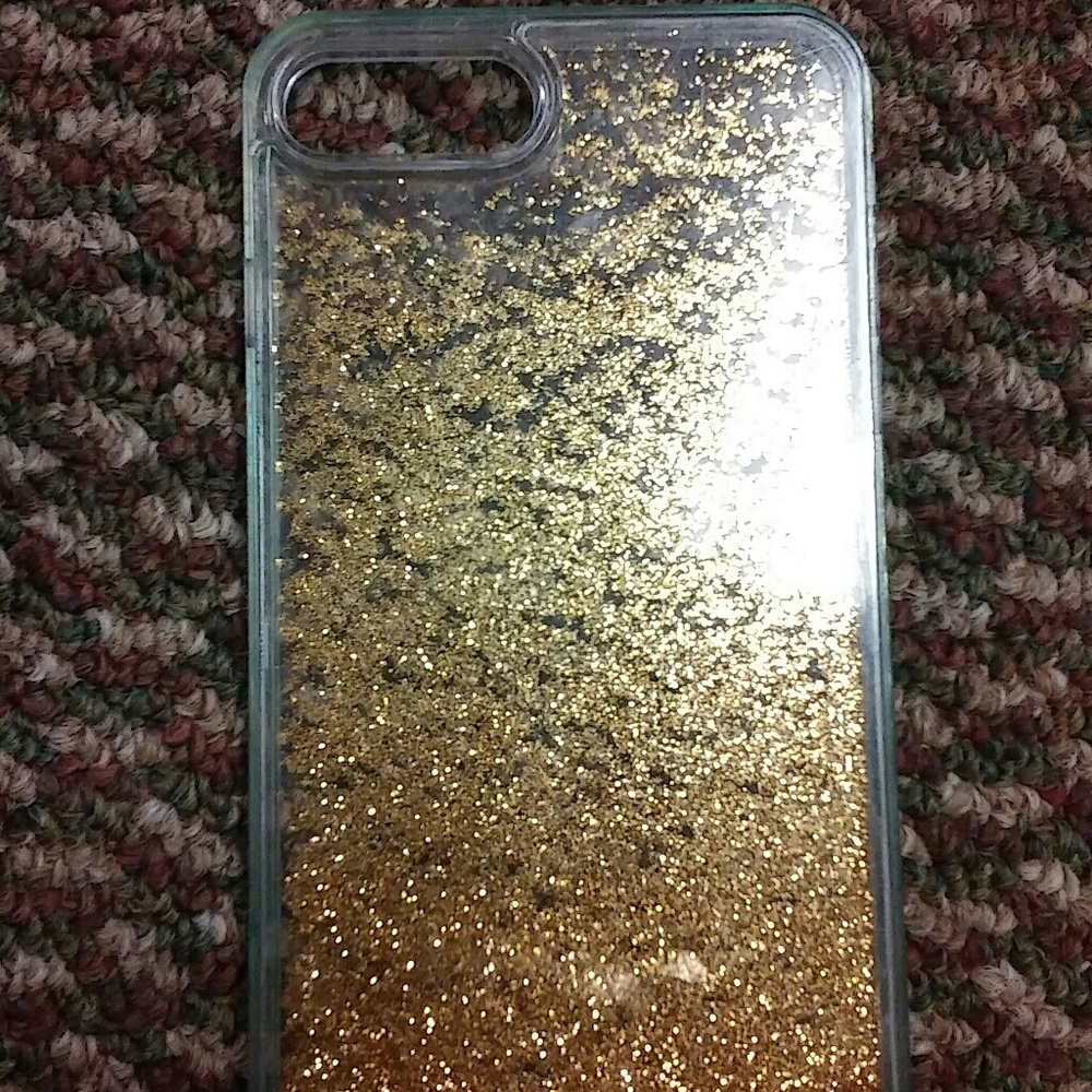 IPhone 7 plus suspended gold glitter phone case