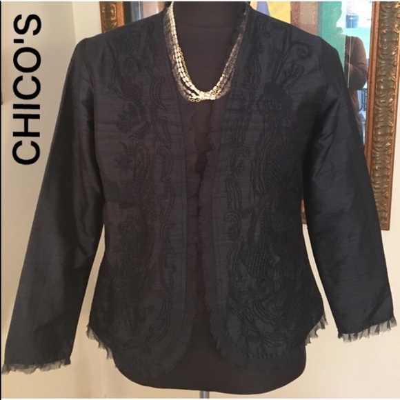 Chico's Jackets & Blazers - ⭐️CHICO'S SILK EMBROIDERED BLAZER 💯AUTHENTIC